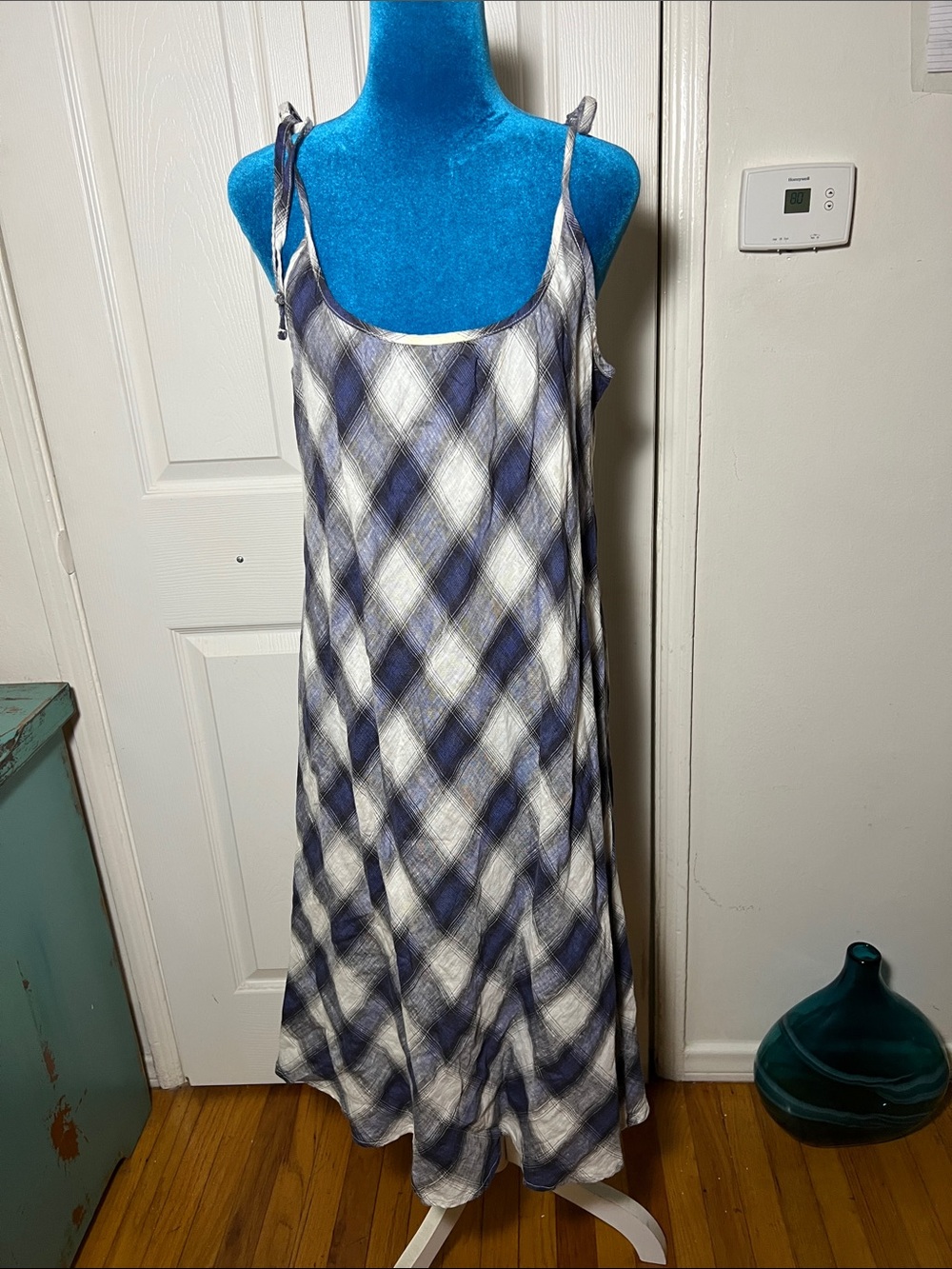 CP Shades Plaid Linen Midi Dress Women’s Medium